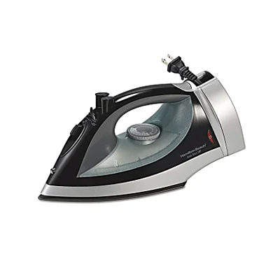 HAMILTON BEACH<sup>&reg;</sup> Iron - This steam iron features an 8" retractable cord that smoothly glides over fabrics without sticking. Other features include fast heating, auto shutoff and versatile steam options that let you steam clothes on the hanger.